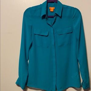 Turquoise button down blouse